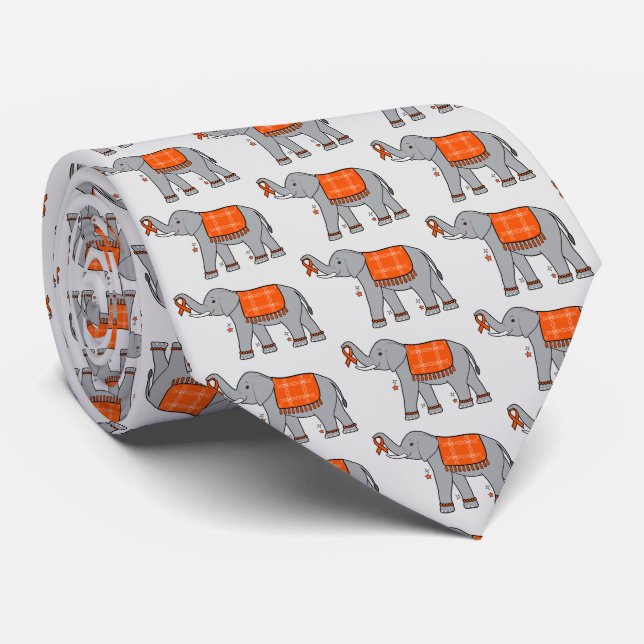 Multiple Sclerosis Elephant of Awareness and Hope Neck Tie (Rolled)