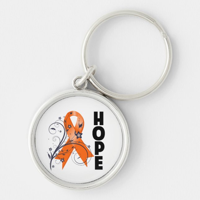 Multiple Sclerosis Floral Hope Ribbon Keychain (Front)