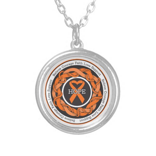 Multiple Sclerosis Hope Intertwined Ribbon Silver Plated Necklace