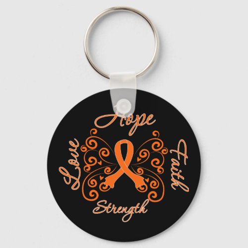 Multiple Sclerosis Hope Motto Butterfly Keychain