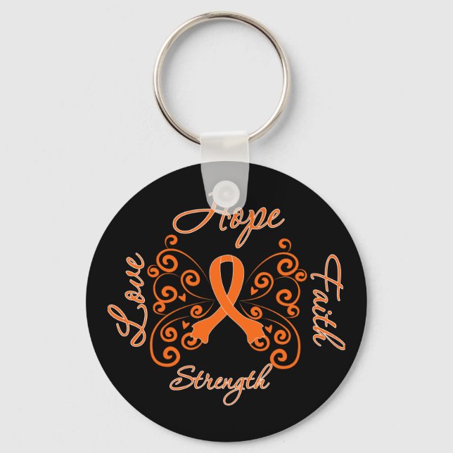 Multiple Sclerosis Hope Motto Butterfly Keychain (Front)