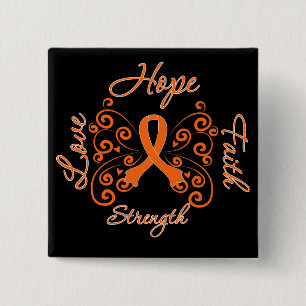Multiple Sclerosis Hope Motto Butterfly Pinback Button
