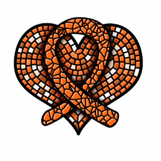 Multiple Sclerosis Mosaic Heart Ribbon Sculpture