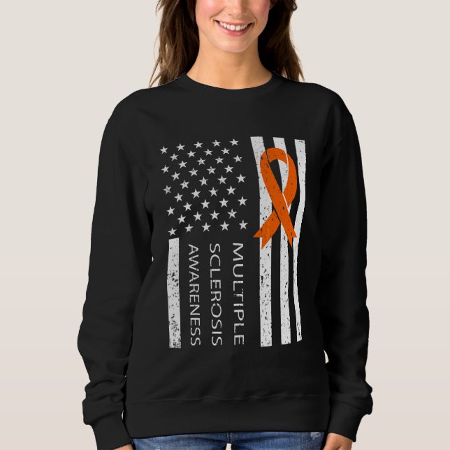Multiple Sclerosis Ms Awareness  Orange Ribbon 3 Sweatshirt (Front)