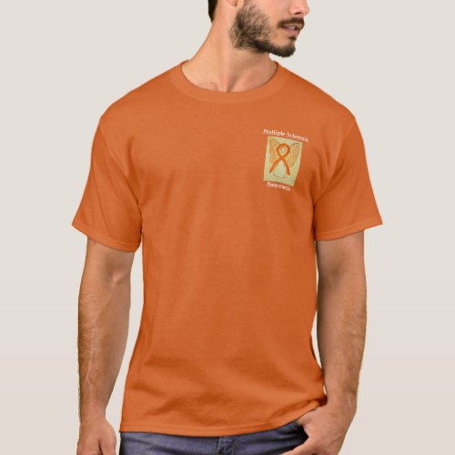 Multiple Sclerosis MS Custom Orange Ribbon Shirt