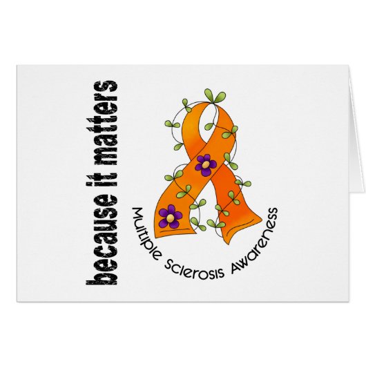 Multiple Sclerosis MS Flower Ribbon 3 Cards (Front Horizontal)