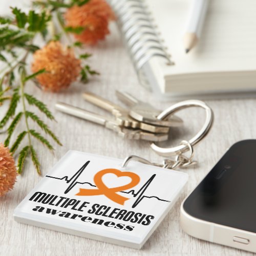 Multiple Sclerosis MS Heartbeat awareness T_Shirt Keychain