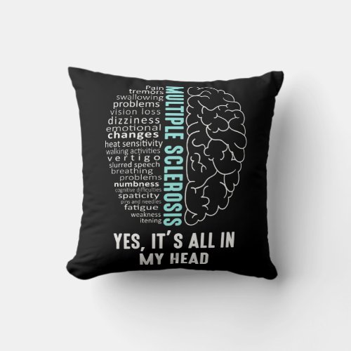 Multiple Sclerosis MS Its All In My Head Throw Pillow