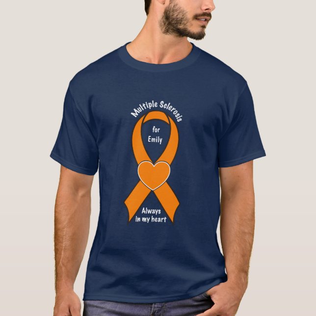 Multiple Sclerosis, MS, Name Customizable Ribbon T-Shirt (Front)