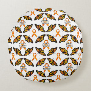 Multiple sclerosis MS warrior with butterflies Round Pillow