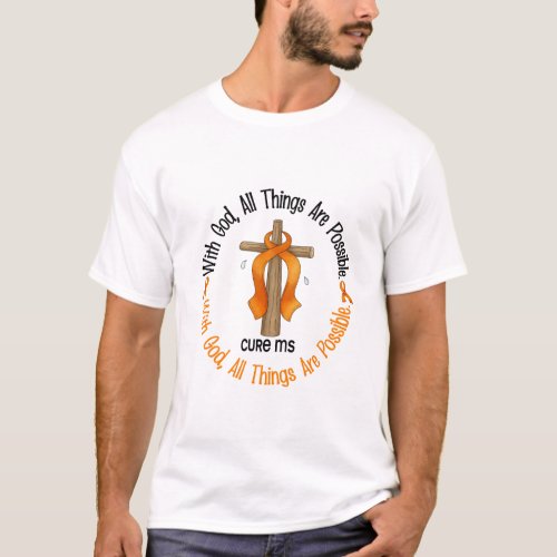 Multiple Sclerosis MS WITH GOD CROSS 1 T_Shirt