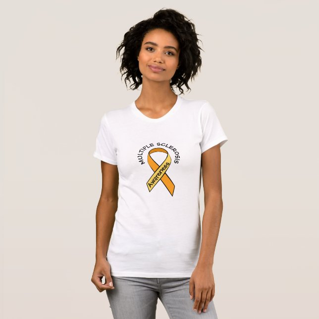 Multiple Sclerosis Orange Awareness Ribbon Shirt (Front Full)
