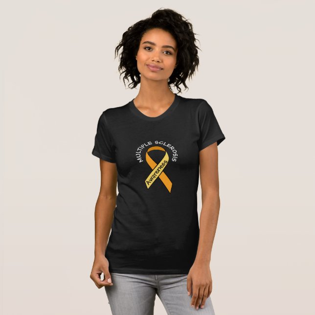 Multiple Sclerosis Orange Awareness Ribbon Shirt (Front Full)