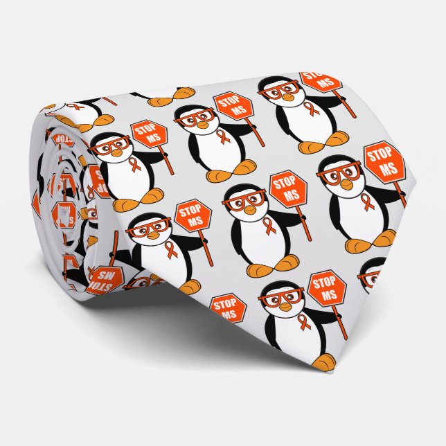 Multiple Sclerosis: Penguin with a Stop Sign Neck Tie (Rolled)
