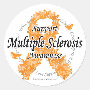 Multiple Sclerosis Ribbon of Butterflies Classic Round Sticker