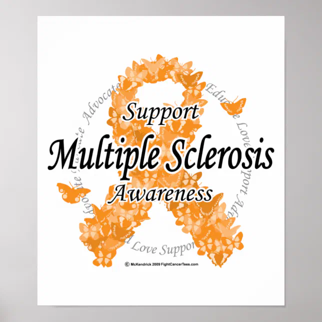 Multiple Sclerosis Ribbon of Butterflies Poster | Zazzle