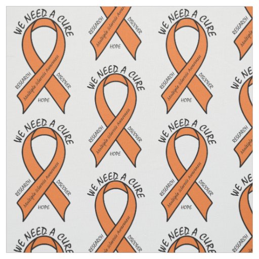 Multiple Sclerosis Ribbon: We Need a Cure! Fabric