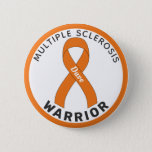 Multiple Sclerosis Ribbon White Button at Zazzle