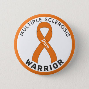 Multiple Sclerosis Ribbon White Button