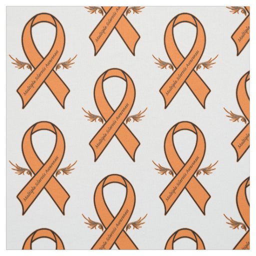 Multiple Sclerosis Ribbon with Angel Wings Fabric