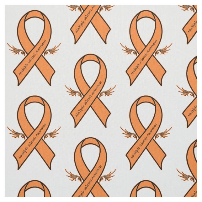 Multiple Sclerosis Ribbon with Angel Wings Fabric (Swatch)