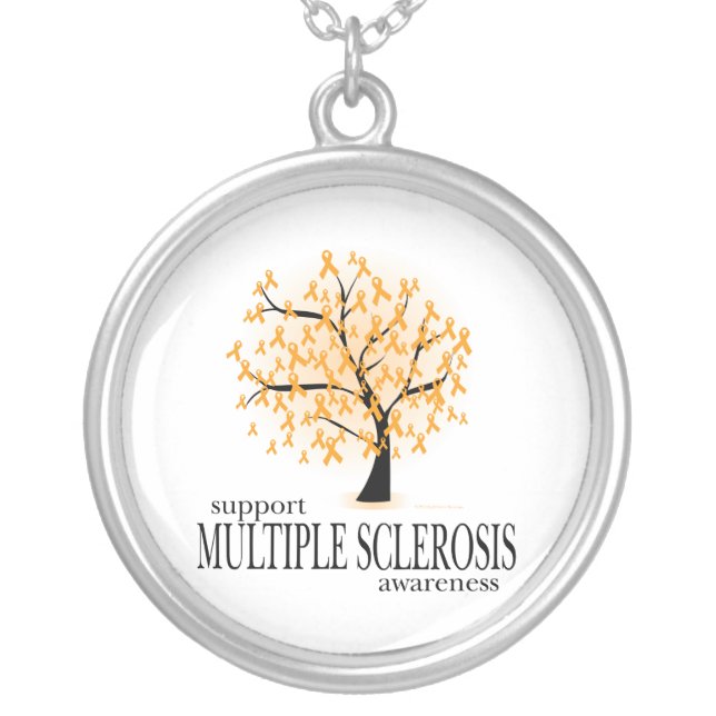 Multiple Sclerosis Tree Silver Plated Necklace (Front)