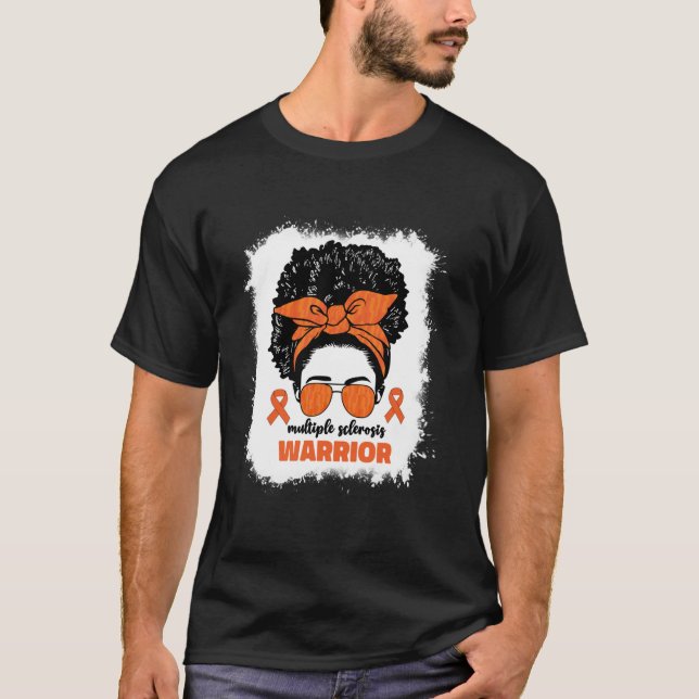Multiple Sclerosis Warrior For Afro Black Women Ms T-Shirt (Front)