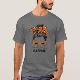Multiple Sclerosis Warrior Leopard Messy Bun MS Wa T-Shirt