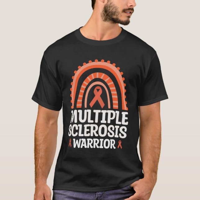Multiple Sclerosis Warrior Orange Ribbon MS Awaren T-Shirt (Front)