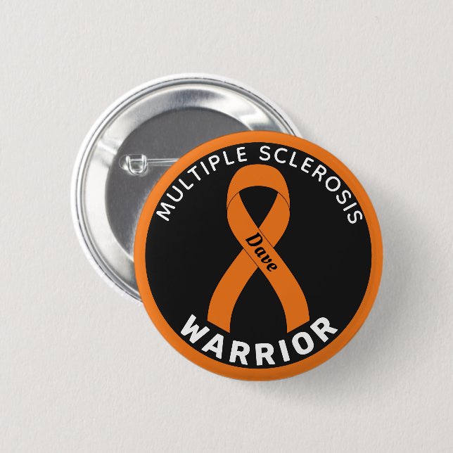 Multiple Sclerosis Warrior Ribbon Black Button (Front & Back)
