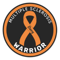 Multiple Sclerosis Warrior Ribbon Black Classic Round Sticker