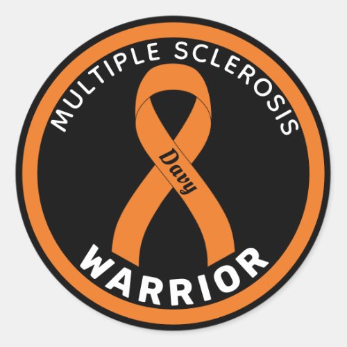 Multiple Sclerosis Warrior Ribbon Black Classic Round Sticker