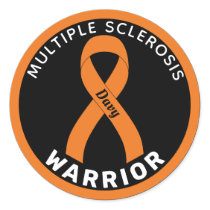Multiple Sclerosis Warrior Ribbon Black Classic Round Sticker
