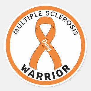 Multiple Sclerosis Warrior Ribbon White Classic Round Sticker