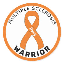 Multiple Sclerosis Warrior Ribbon White Classic Round Sticker