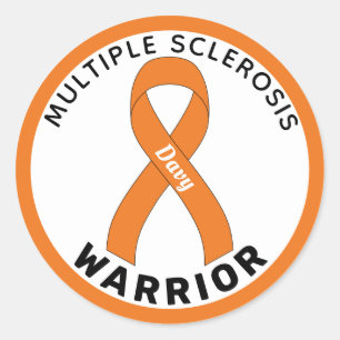 Multiple Sclerosis Warrior Ribbon White Classic Round Sticker