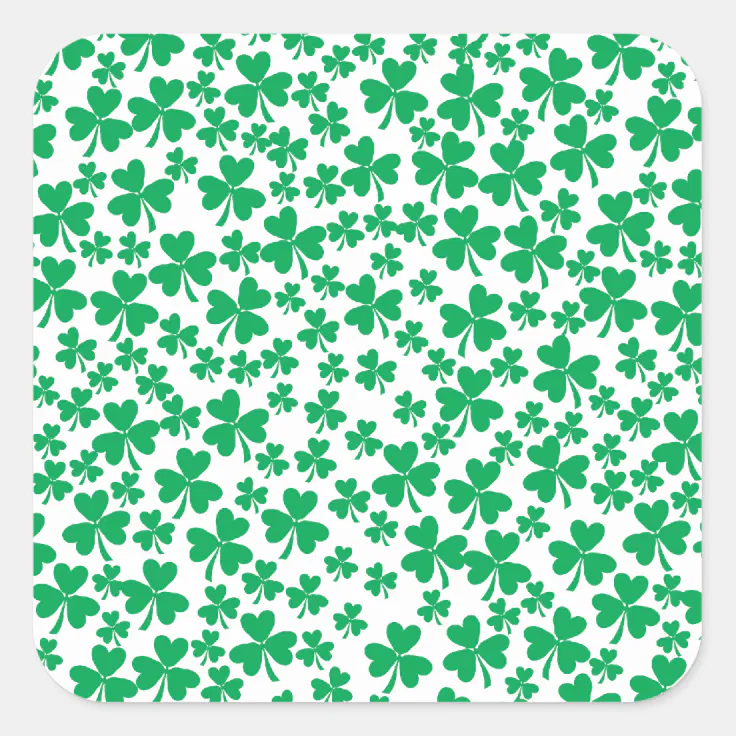 Multiple Shamrocks Square Sticker | Zazzle