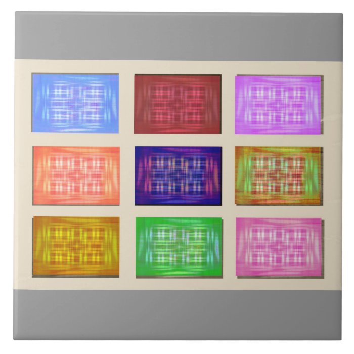 Multiple Silk Screen Squares Ceramic Tiles