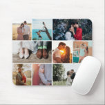 Multiple snapshots engage couple photos collage mouse pad<br><div class="desc">Feature a collection of engagement or relationship photos; open full editor to change the grid thickness and color (background)</div>