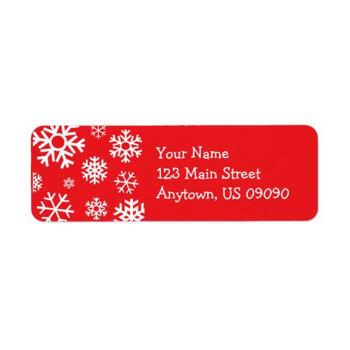 Multiple Snowflakes Address Label Red