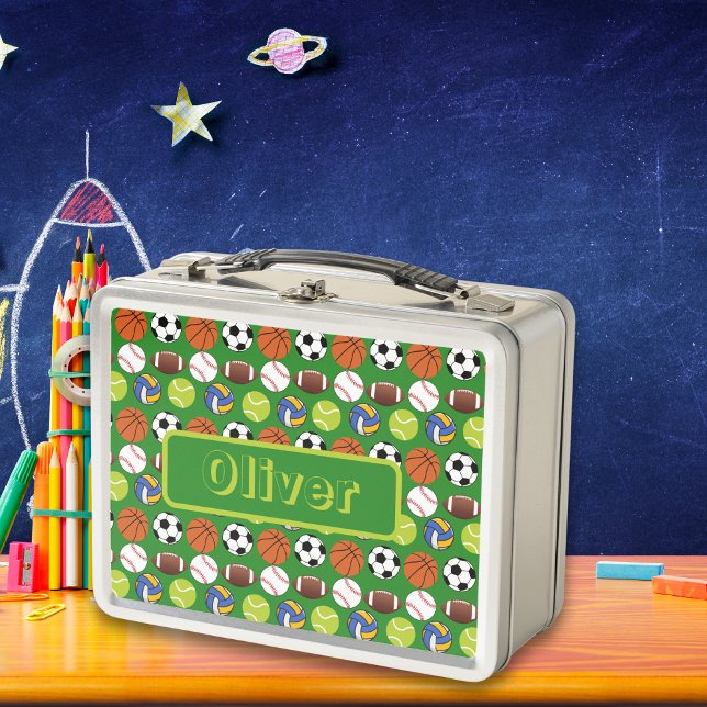 Multiple Sport balls  personalized name Metal Lunch Box (Multiple Sport balls personalized name Metal Lunch Box)