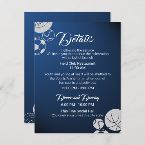 Multiple Sports Bar Mitzvah Details and Info Invitation