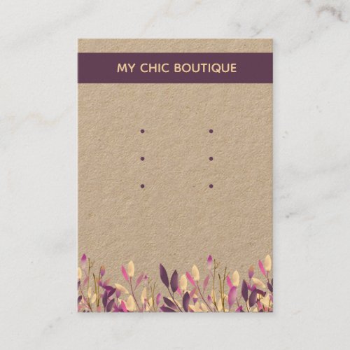 Multiple Stud Earring Display Kraft Floral Boho Business Card