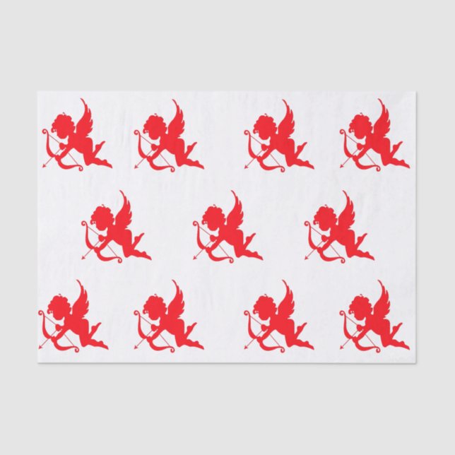 Multiple Sweet Red Cupid Valentine Tissue Paper (Front)