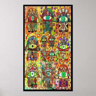 Multiple Vintage Tapastry Hamsas Poster