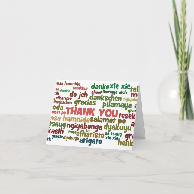 Multiple Ways to Say Thank You in Many Languages Card (Front)