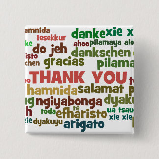 Multiple Ways to Say Thank You in Many Languages Pinback Button