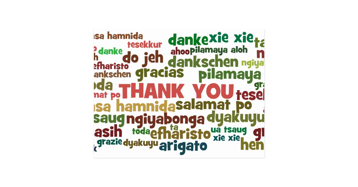 Multiple Ways To Say Thank You In Many Languages Postcard