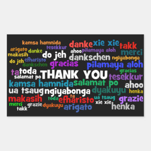 Multiple Ways to Say Thank You in Many Languages Rectangular Sticker