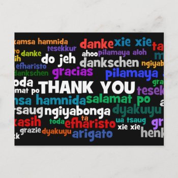 Multiple Ways To Say Thank You Many Languages Postcard by inspiredbygenius at Zazzle